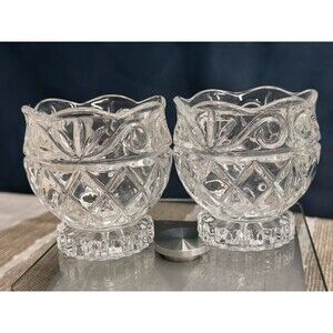 Vintage Pair Fifth Avenue Brighton Votive Candle Holder 24% Lead Crystal